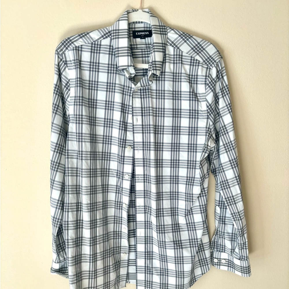 Express Slim Button Down shirt- medium- navy